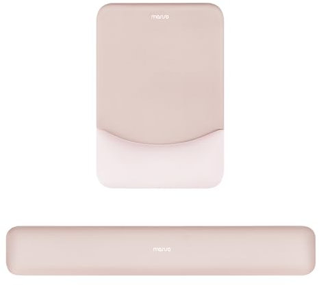 MOSISO Repose-Poignet pour Tapis de Souris&Clavier Set,Ergonomique Mouse Pad Antidérapante Rectangle Domicile/Bureau Soulagement Douleur,Repose Poignet Surélevé Courbé Mousse à Mémoire,Abricot