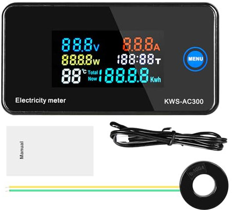 Jadeshay Voltometro Amperometro AC 50-300V 100A Multimetro Digitale Wattmetro Multifunzionale Misuratore di Tensione Corrente Potenza Energia Consumo Elettrica Pannello con Trasformatore di Corrente