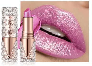 Rossetto glitterato, lucidalabbra metallizzato, lucidalabbra opaco Diamond Shiny Matte Long Lasting Waterproof Non-stick Cup Tinted Lip Balm, High Pigment Sparkly Silky Lip Stain, Make up Gift for