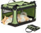 Petsfit Hundetransportbox faltbar für Reise & Auto, stabile Transportbox Hund für kleine Hunde Katze, Einstellbare Stoffbezug durch Spiralschlauch,Verstärkung Nähen,XS, Grün