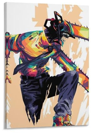 KPOKAHT Anime Poster Chainsaw Man Painting On Canvas Wall Art Poster Scroll Picture Print Walls Decor Home Posters 24x36inch(60x90cm)