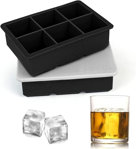 Cubiteras para Hielo Grande con Tapa - Moldes para Cubitos Silicona de Hielo XXL 2pcs, Bandeja de Hielo Sin BPA Fácil Quitar Apilables Antiderrames para Alimentos para Bebés, Whisky, Cócteles