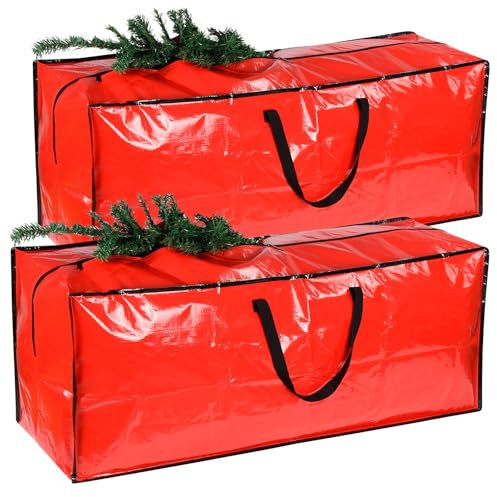 2 Pack Jumbo Christmas Tree Storage Bag Fits 7.5FT Tall Xmas Trees, Waterproof Heavy Duty Xmas Tree Bag Storage Bag with Durable Handles Zipper
