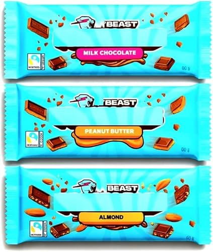 Beast Chocolate Bar Hamper Gift Box | Peanut Butter, Milk Chocolate, Almond | BY INTERGALACTIC SWEETS