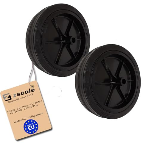 Rasenmäherrad Ø175 mm – schwarzes Ersatzrad aus Vollgummi, robustes Kunststoffrad für Rasenmäher, Code: K175