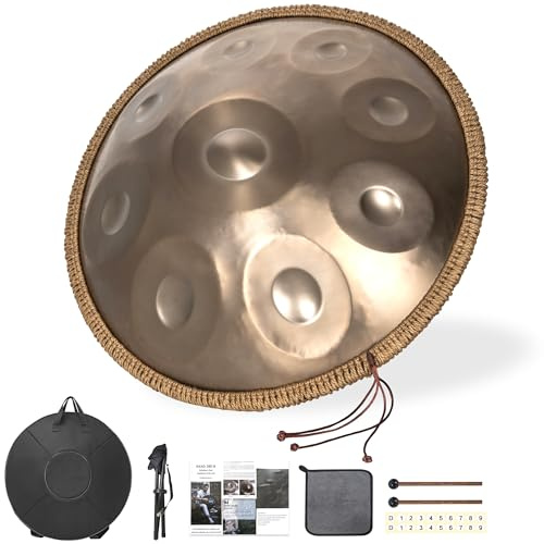 OUUTMEE 432HZ, Handpan-Drum-Instrument, Hohe Qualität, 22-Zoll, Handpan Case, Gold, Aufbewahrungstasche im Lieferumfang enthalten