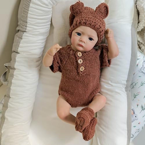 ROSHUAN Reborn Babypuppen mit offenen Augen, 48,3 cm, realistische Babypuppen für Neugeborene, mit weichem Stoffkörper, echte Babypuppen, die echt aussehende Squishy Babys aussehen, gewichtete