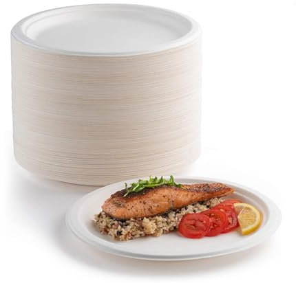 200 platos de papel, 15,2 cm, biodegradables, biodegradables y compostables, respetuosos con el medio ambiente, duraderos, reciclables, perfectos para picnics, barbacoas