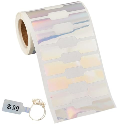 SOFPLATE 500Pcs Self Adhesive Price Stickers Jewellery Price Tags Identification Colorful Metallic Silver Blank Kraft Paper Rectangle Craft Labels for Necklaces Bracelets Clothing Jewellery Display