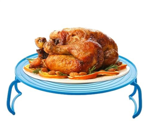 Microwave Tray - Multipurpose Microwave Tray Rack, Oven Plate Stacker, Steam Tray Stand with Flexible Handles, Compatible with Hot Air Fryers, Adjustable Microwave