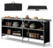KOMFOTTEU Mesa de Camping Plegable, Mesa de Picnic de Tela con Marco de Aluminio, Armario de Almacenamiento de 3 Niveles con Bolsa de Transporte, Mesa para Barbacoa, Fiesta (Negro, 206 x 38 x 83 cm)