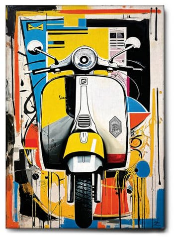 Giallobus - Quadro - 92 - Motociclo Vespa - Tela Canvas Telaio Standard - 70x100 - Pronto da Appendere - Quadri Moderni per la casa