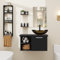 YU YUSING Ensemble de Meubles de Salle de Bain avec Lavabo Miroir et Porte-Serviette, 3 Étagères Murale, Armoire Meuble de Rangement, Vasque à Poser, Ensemble de Robinets (Ovale Doré)