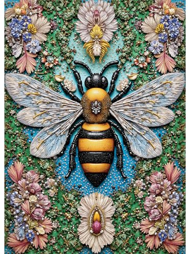 ‌Hopgo Puzzle 1000 Teile Bee & Blossoms Faszinierendes Bienenmotiv mit Perlenmuster Herausforderndes Puzzle & Wandbild für Erwachsene‌ 50x70 cm