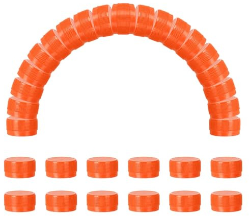 sourcing map 50pcs Plastic Bottle Caps, 30mm Bottle Screw Lid Top Water Bottles Top Cap for DIY Development Imagination Intelligence Craft Scrapbook Creative Gifts, Orange