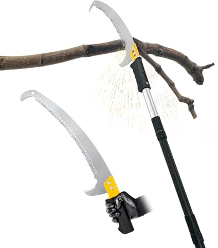 BlumeTrec 3.3m Pole Saw with Adjustable Length for Tree Trimming, Lightweight Steel Manual Pruning Saw, Long Reach Extendable Branch Cutter Pole Pruner for Yard, Garden, Patio and Forestry Use