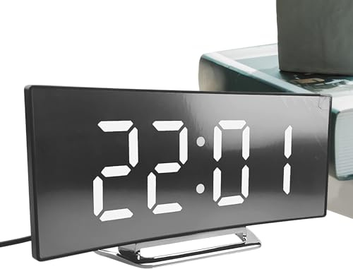 NevPuose Digitale Uhr Fürs Schlafzimmer - Großes LED-Display Mit Digitaler Anzeige,Leicht Ablesbare Gebogene Anzeige Für Bad Wohnzimmer Jugendliche Senioren