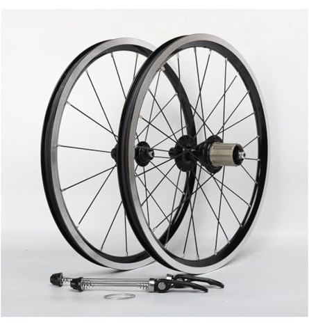 V Bremse 16in 349 Faltrad Laufradsatz Doppelwandige Aluminium Felgen BMX Schnellspanner Laufrad Set 74/130mm, 8 9 10 11 Gang Kassette