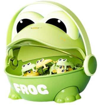 ＡＷＨＡＯ Hüpfende Frösche, Hüpffrosch Spielzeug mit Eimer Zum Drücken mit Den Fingern, für Kinder, Ideal für Überraschungen, Grün
