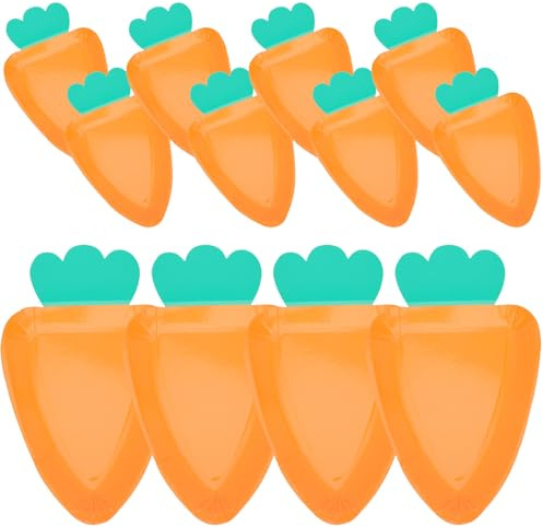 Healvian Assiettes Jetables de Carotte 12 Pcs Assiettes en Carton pour Gâteaux et Desserts Vaisselle Jetable Colorée Orange Vif pour Fêtes de Pâques et Réunions et Originales