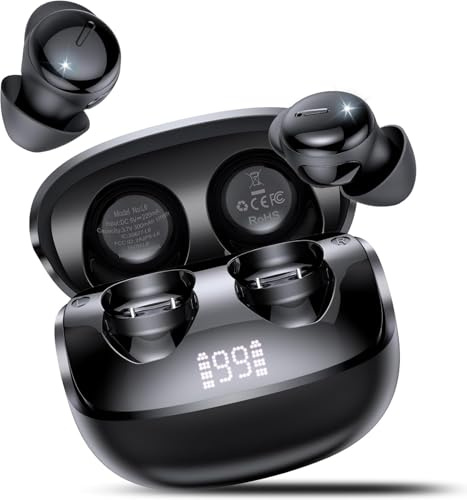 VOTAZIB Bluetooth Kopfhörer, Bluetooth Schlafkopfhörer In Ear mit Touchscreen, Spielzeit Mini Kopfhörer mit HiFi Sound/5 EQ-Modi Schwarz