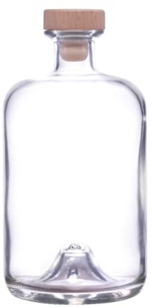 Apotheker Glass Spirit Bottles with Cork Stoppers – Premium Empty Glass Bottles for Gin, Whisky, Vodka, Rum & Liqueurs (Pack of 3, 700ml)