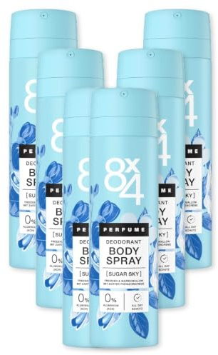 8x4 Sugar Sky Body Spray, 0% Aluminium, Marshmallow Pistazie, 6x150ml | Vegan, 6er Pack, 150ml pro Dose, Damendeodorant