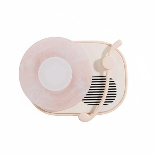 KiBcsLic Lettore Musicale Bluetooth Giradischi Retrò Altoparlante Portatile Cassa Diffusore Mini Impianto con Suono Immersivo 360° Modalità Luminose Regolabili, Rosa