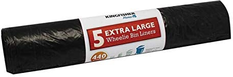 Kingfisher BB5WB 240 Litre Extra-large Wheelie Bin Bag Dustbin Liner/Refuse Sacks Black (1 x 5 Bags)