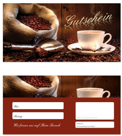 50 Stück Geschenkgutscheine (Kaffee-606) Gutscheine Gutscheinkarten für Ihre Kunden