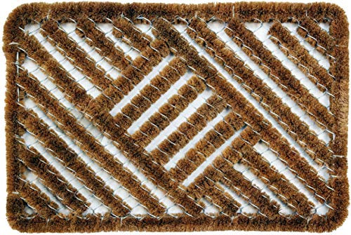 ID Mat 4060_L Classic Coconut Fibre/Galvanised Steel Door Mat, 60 x 40 x 2.8 cm, Beige