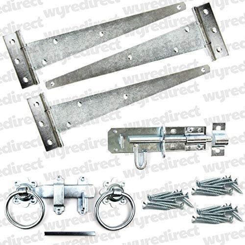 Gate Fitting Kit 12 Hinge Set Hinges Brenton Bolt Ring Latch Wooden Gate BZP