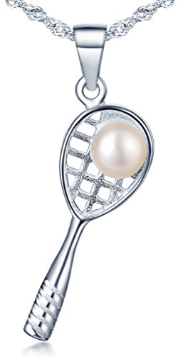 Unendlich U Fashion 925 Sterling Silber 5.5mm Perle Tennisschläger Anhänger Damen Halskette Kettenanhänger
