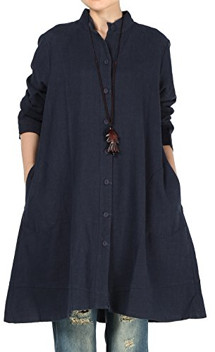 Vogstyle Donna Camicia Cardigan Lunga Casuale Marina Militare XL