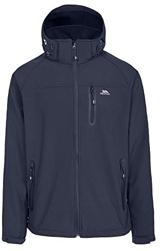 Trespass Mens Accelerator II Navy XL Waterproof Softshell Jacket with Adjustable Hood and 3 Zip Pockets
