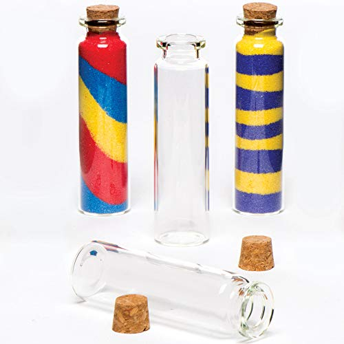 Baker Ross AV141 Mini Glass Bottles Set - Pack of 8, Perfect for Sand Art or Glitter, Paint and Decorate Yourself for Kids Crafting Activities