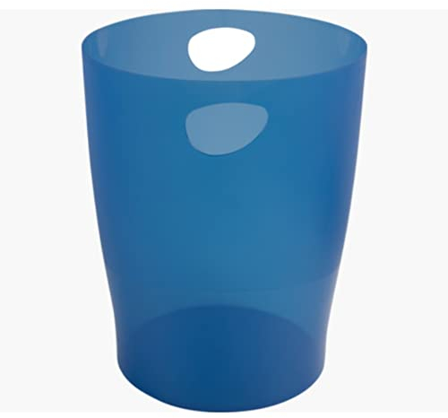 Exacompta - Ref 45360D - Papelera Ecobin - 263 x 263 x 335 mm de tamaño, gran capacidad de residuos de 15 litros, interior fácil de limpiar -Translúcido Azul Real