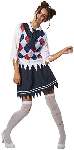 dressforfun 900433 - Damenkostüm gruseliges Schulmädchen, Kostüm im Grusel-Look mit Blutflecken (M | Nr. 302226)