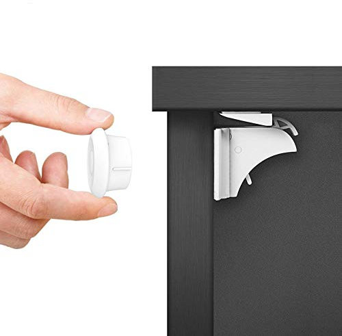 Dokon Blocca Cassetti per Bambini Magnetici 10 Serrature 2 Chiavi Chiusure Sicurezza Bambini per Armadietto Cassetto Blocca Cassetti per Bambini con 3M Adesivo Nessun Trapano Necessarioc