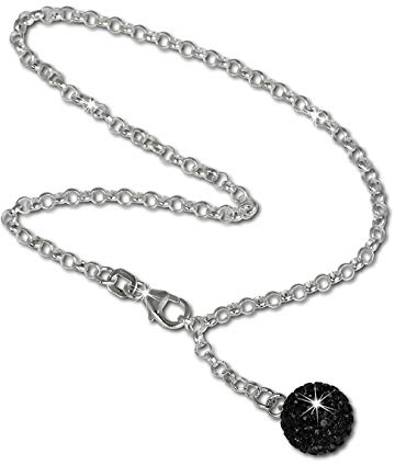 SilberDream Fußschmuck schwarz Fußkette glitzer Kugel 925 Echt Silber D2SDF010S ein schönes Geschenk zu Weihnachten, Geburtstag, Valentinstag für die Frau
