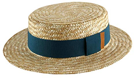 Bon Clic Bon Genre Chapeau canotier Paille Homme ou Femme Biarritz - Taille 59 cm - Bleu-Canard
