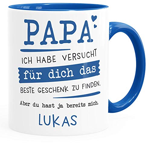 SpecialMe® Tasse personalisiertes Geschenk Spruch Papa/Mama Ich habe versucht für dich das beste Geschenk zu finden... anpassbarer Name Papa - 1 Name inner-royal Keramik-Tasse