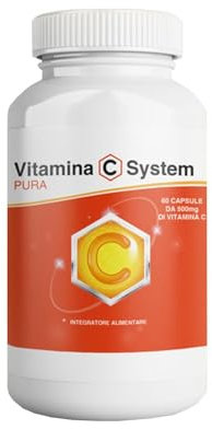 System, Vitamina C Pura, Integratore Alimentare Utile per Proteggere il Nostro Organismo, Integratore Difese Immunitarie, Confezione con 60 Capsule da 500 mg di Pura Vitamina C, 150 g