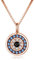 PEIMKO Blue Evil Eye Necklace With Cubic Zirconia 925 Sterling Silver Round Blue Amulet Pendant For Women Wife 18inch- White/Rose Gold/Yellow Available (Rose Gold)
