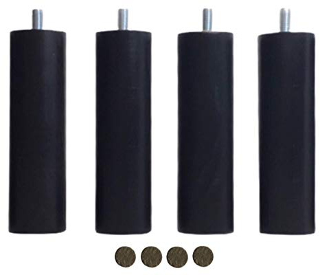 Mobiarioclichi Pieds de sommier en bois massif pour base tapissée avec vis M10 Différentes dimensions et couleurs 4 pièces de 15 cm Noir
