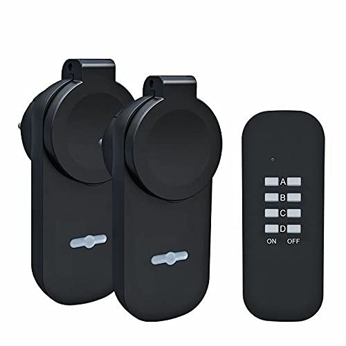Solight Ferngesteuerte Outdoor-Steckdosen-Set 2 + 1, 2 Steckdosen, 1 Fernbedienung, Lern Code, Elektrogeräte, Remote-Control-Buchsen, D
