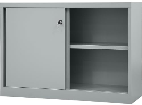 Bisley LIGHT Schiebetürenschrank ECO, 2 Ordnerhöhen, lichtgrau
