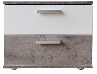 HTI-Line Nachtschrank Nina mit Zwei Schubladen Nachttisch Nachtkommode Nachtkonsole Beton Weiß