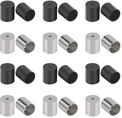 UNICRAFTALE 2 Farben 40 Stück Edelstahl Kabelenden Schmuck Säule Leder Kabel Endkappen Kabel 6 mm Innendurchmesser Endkappen Kabelende Für Schmuckherstellung Kit