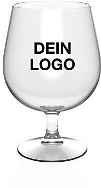 Doimoflair Jarra de cerveza de plástico con logotipo de 1 color, irrompible, de plástico, con globo, de cerveza, transparente, 52 cl, juego de 450 unidades